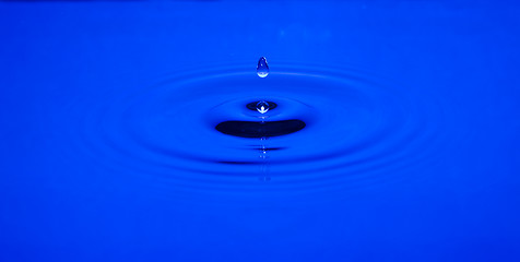 Image showing Falling waterdrop in blue tone