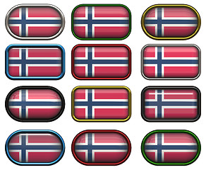 Image showing 12 buttons of the Flag of Norway