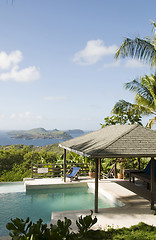 Image showing caribbean island villa pool with lovely view