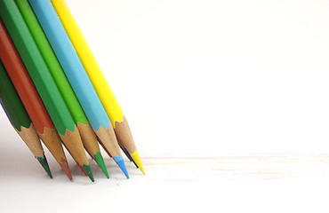 Image showing Group of color pencil writing
