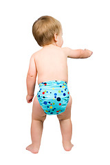 Image showing Cute Baby Boy Isolated Wearing Cloth Diaper 