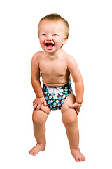 Image showing Cute Baby Boy Isolated Wearing Cloth Diaper 