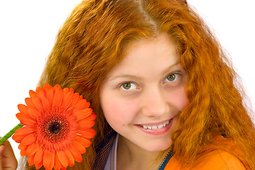 Image showing Woman with gerbera