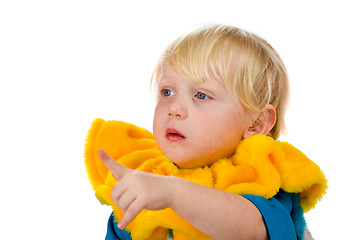 Image showing Sad child pointing