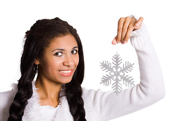 Image showing Girl with snowflake