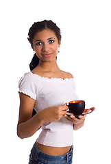 Image showing Woman drinking coffee