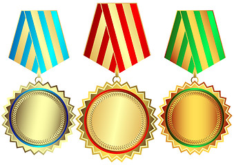 Image showing Gold, silver and bronze medals