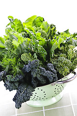 Image showing Dark green leafy vegetables in colander