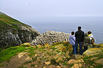 Image showing Family visiting Cape St. Mary's Ecological Bird Sanctuary in Newfoundland