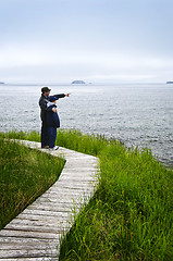 Image showing Father and son at Atlantic coast in Newfoundland