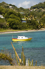 Image showing colorful fishing boat bequia st. vincent and the grenadines