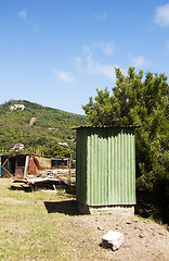 Image showing outhouse toilet with chicken coop grenadine islands