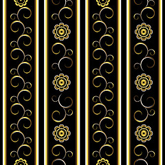 Image showing Black floral stripes background 