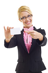 Image showing Businesswoman with card