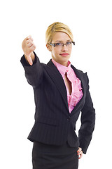 Image showing business woman with thumbs down