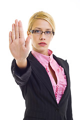 Image showing  businesswoman making stop sign