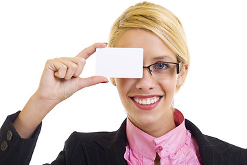 Image showing businesswoman with businesscard