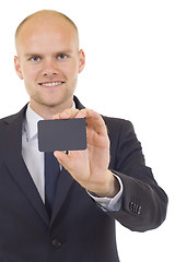 Image showing businessman with empty card in hand