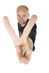 Image showing Businessman showing Victory sign