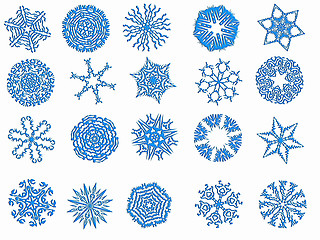 Image showing Blue snowflakes on a white background