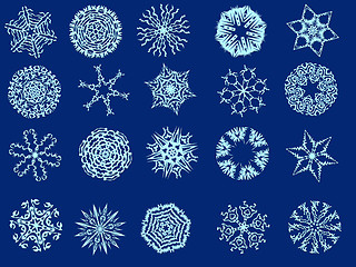 Image showing Snowflakes on a dark blue background