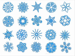 Image showing Blue snowflakes on a white background