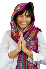 Image showing beautiful woman with scarf over her head