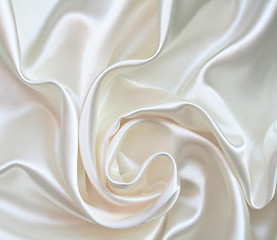 Image showing Smooth elegant white silk as wedding background 