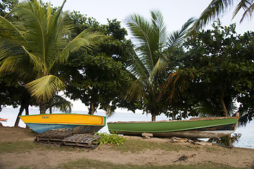 Image showing boat taxi and fishing boat lower bay bequia st. vincent