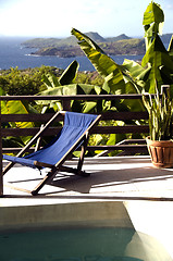 Image showing caribbean island villa pool with lovely view of grenadine island