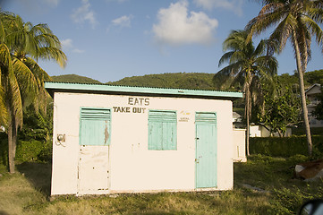 Image showing typical caribbean take out restaurant bequia st. vincent