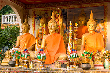 Image showing Buddha images at Wat That Luang in Vientiane