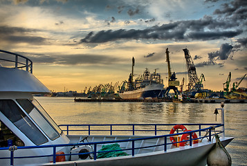 Image showing Vessel at the port after storm