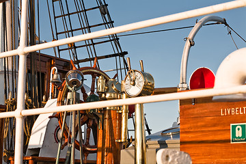 Image showing Tall ships in port