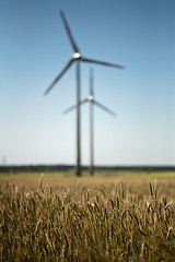 Image showing windfarm in green fields