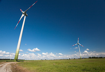 Image showing windfarm in green fields