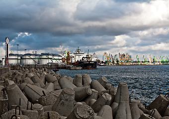 Image showing Vessel at the petroleum terminal  port