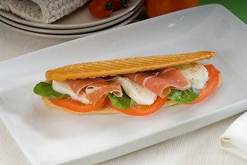 Image showing panini caprese and parma ham