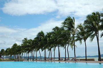 Image showing Amazing swimming pool right near the sea.