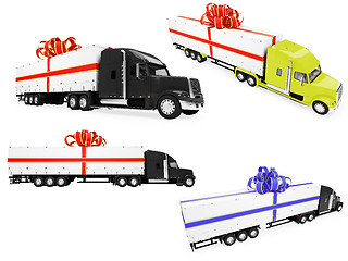 Image showing Collage of isolated surprise truck