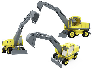 Image showing Collage of isolated construction vehicle