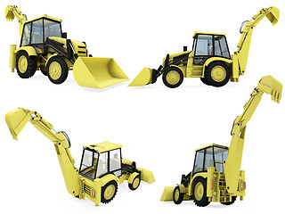 Image showing Collage of isolated construction vehicle