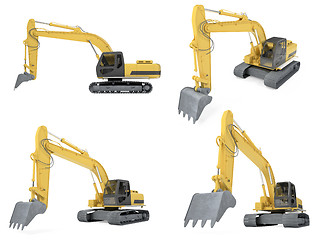 Image showing Collage of isolated construction vehicle