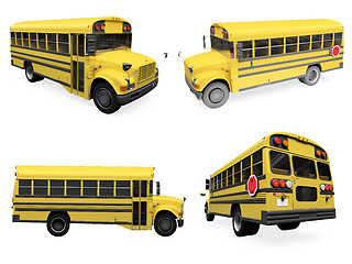 Image showing Collage of isolated school bus