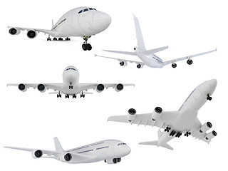 Image showing Collage of isolated airplane