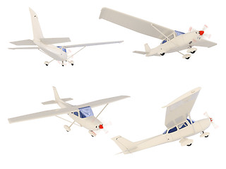 Image showing Collage of isolated small airplane