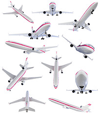 Image showing Collage of isolated airplane