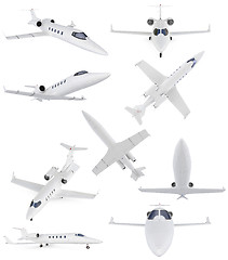 Image showing Collage of isolated commercial airplane
