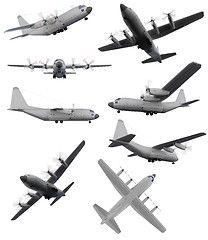 Image showing Collage of isolated aircraft