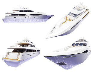 Image showing Collage of isolated yacht